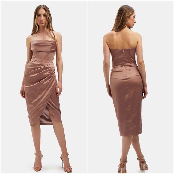 Revolve Bardot Jamila Corset Dress In Latte Size 10 - Picture 8 of 8